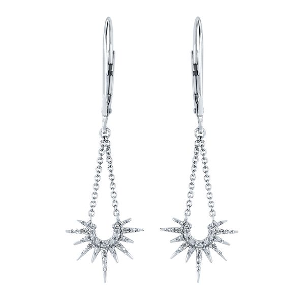14 Karat White Gold Diamond Sunburst Dangle Earrings Confer’s Jewelers Bellefonte, PA