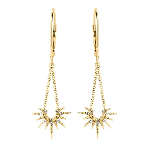 14 Karat Yellow Gold Diamond Sunburst Dangle Earrings Confer’s Jewelers Bellefonte, PA