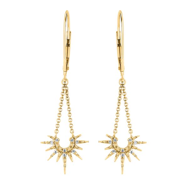 14 Karat Yellow Gold Diamond Sunburst Dangle Earrings Confer’s Jewelers Bellefonte, PA
