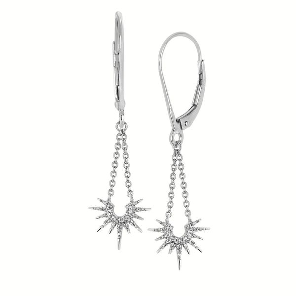 10 Karat White Gold Diamond Sunburst Dangle Earrings Confer’s Jewelers Bellefonte, PA