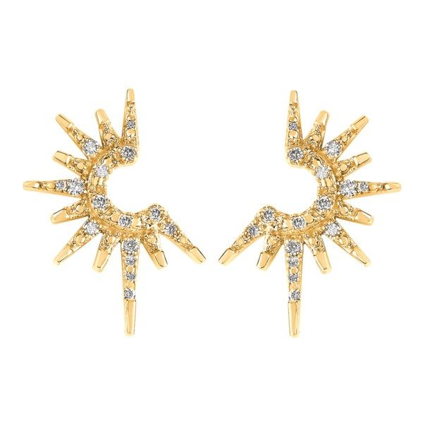 10 Karat Yellow Gold Diamond Sunburst Stud Earrings Confer’s Jewelers Bellefonte, PA