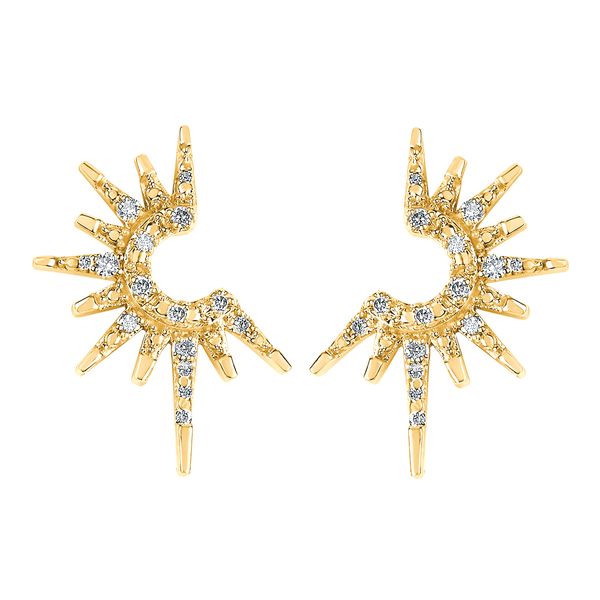 14 Karat Yellow Gold Diamond Sunburst Stud Earrings Confer’s Jewelers Bellefonte, PA