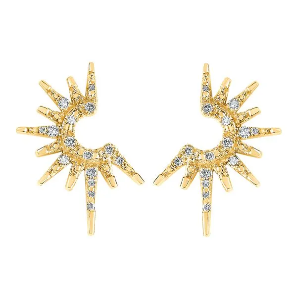 14 Karat Yellow Gold Diamond Sunburst Stud Earrings Confer’s Jewelers Bellefonte, PA