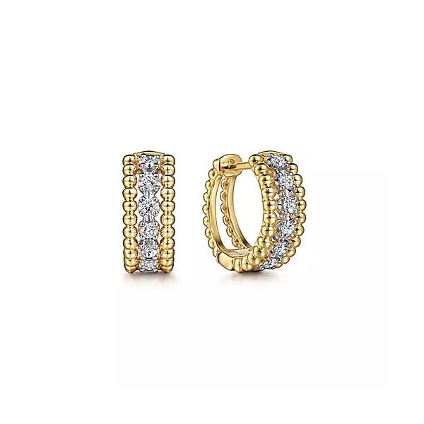 14K White-Yellow Gold Bujukan Huggie Pave Diamond Earrings Confer’s Jewelers Bellefonte, PA