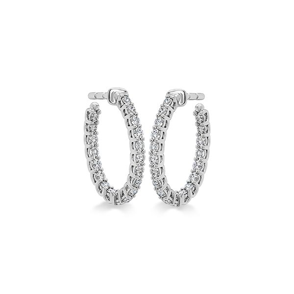 18 Karat White Gold Signature Oval Hoop Earrings Confer’s Jewelers Bellefonte, PA