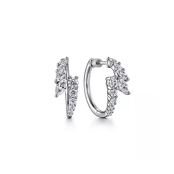 18K White Gold Bypass Diamond Hoop Earrings Confer’s Jewelers Bellefonte, PA