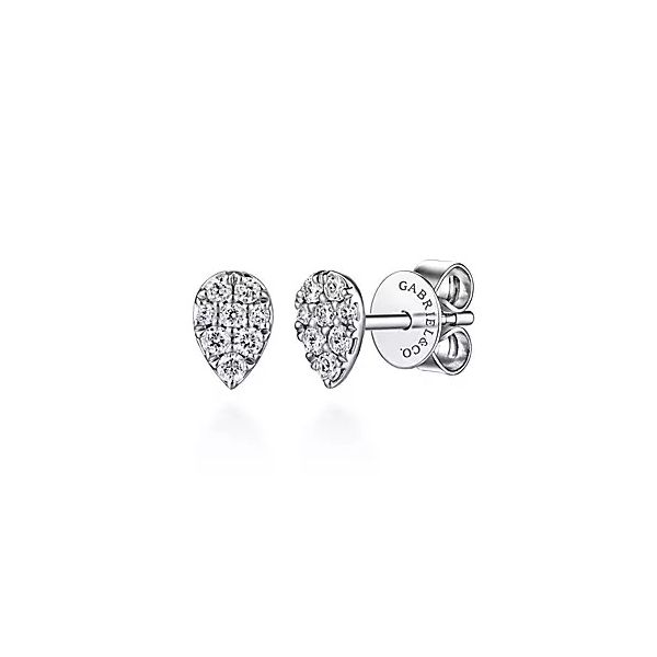14K White Gold Pear Shaped Pavé Diamond Stud Earrings Confer’s Jewelers Bellefonte, PA
