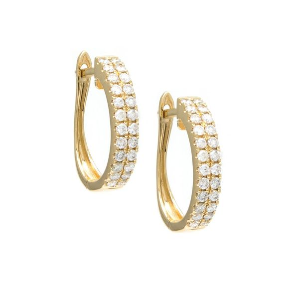 14K Yellow Gold Double Row Diamond Hoops Confer’s Jewelers Bellefonte, PA