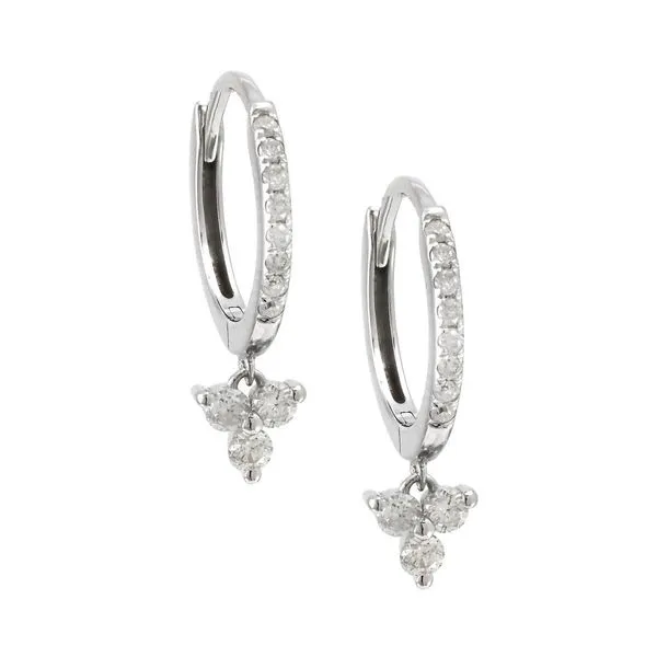 14 Karat White Gold Mini Diamond Hoop Earring With Diamond Drop Confer’s Jewelers Bellefonte, PA