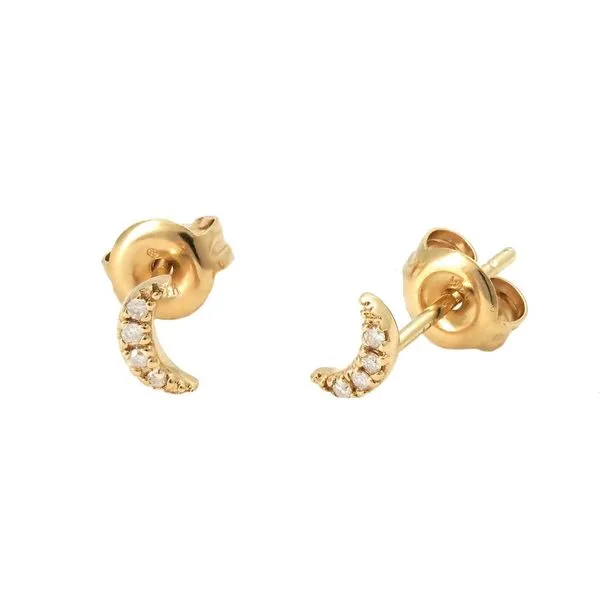 14K Yellow Gold Petite Moon Diamond Stud Earrings Confer’s Jewelers Bellefonte, PA