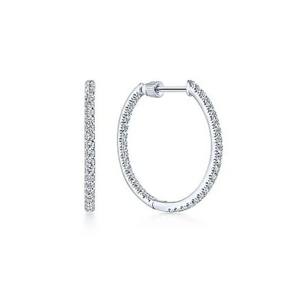 14K White Gold French Pave 20mm Round Inside Out Diamond Hoop Earrings Confer’s Jewelers Bellefonte, PA