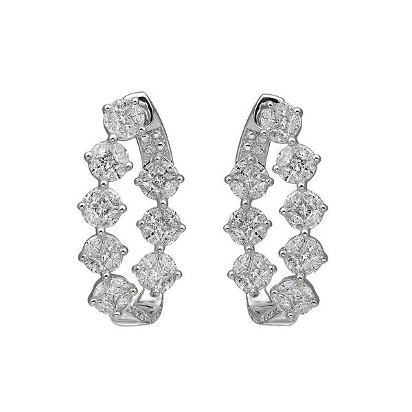 18 Karat White Gold Diamond Inside Outside Oval Hoop Earrings Confer’s Jewelers Bellefonte, PA