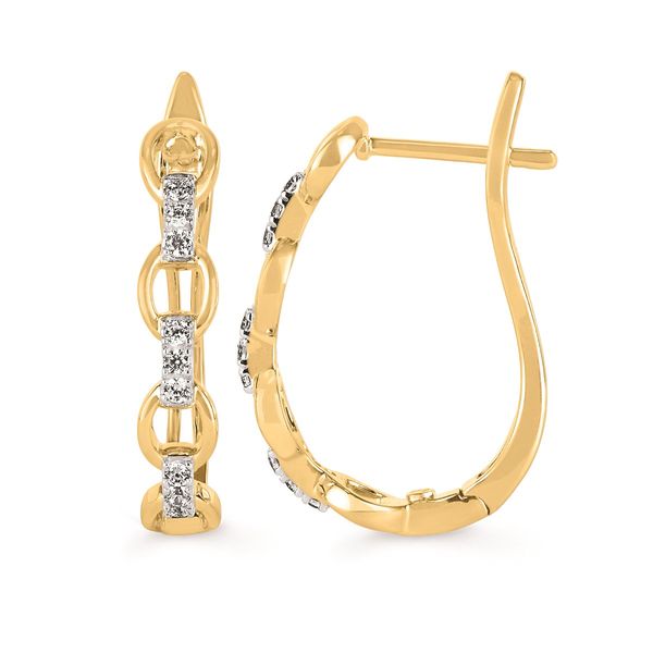 14 Karat Yellow Gold Diamond Link Style Hoops Confer’s Jewelers Bellefonte, PA
