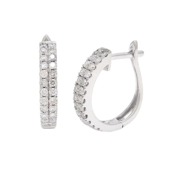 14 Karat White Gold Diamond Double Row Hoop Earrings Confer’s Jewelers Bellefonte, PA