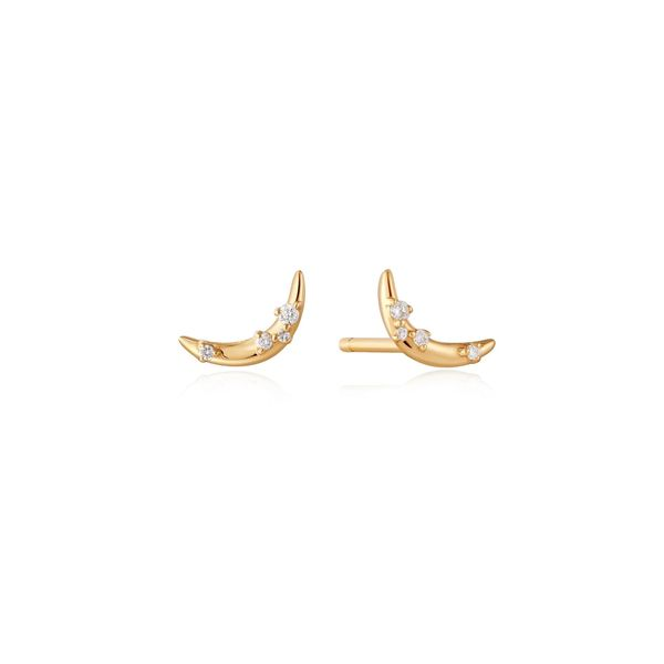 14kt Gold Stargazer Natural Diamond Moon Stud Earrings Confer’s Jewelers Bellefonte, PA