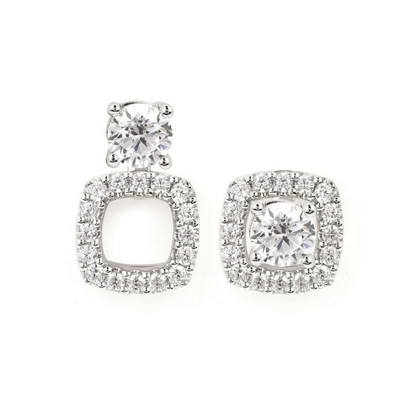 .50 CTW Diamond Halo Earring Jackets 14K White Gold Confer’s Jewelers Bellefonte, PA