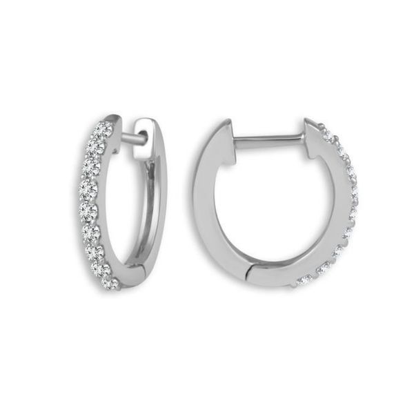 14 Karat White Gold Diamond Huggy Hoop Earrings Confer’s Jewelers Bellefonte, PA