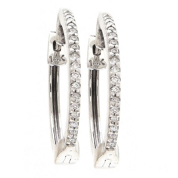 14K White Gold Medium Diamond Hoop Earrings Confer’s Jewelers Bellefonte, PA