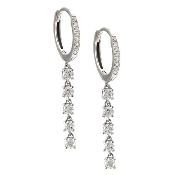 14 Karat White Gold Diamond Dangle Hoop Earrings Confer’s Jewelers Bellefonte, PA