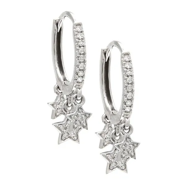 14 Karat White Gold Diamond Star Dangle Hoops Confer’s Jewelers Bellefonte, PA