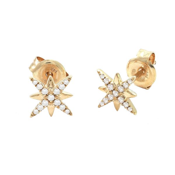14 Karat Yellow Gold Diamond Starburst Stud Earrings Confer’s Jewelers Bellefonte, PA