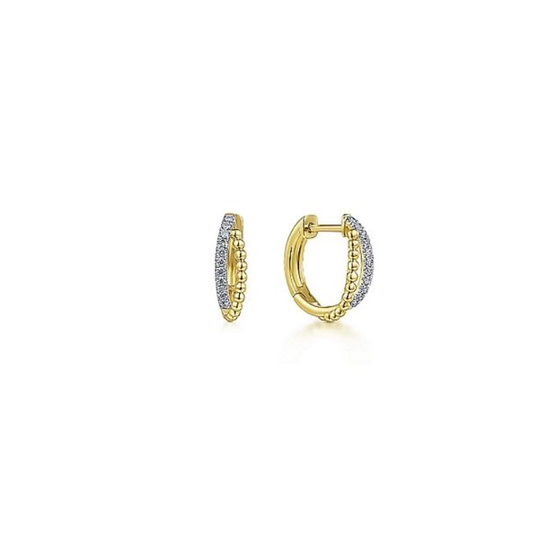 14K Yellow Gold Twisted Pave 10mm Diamond Huggies Confer’s Jewelers Bellefonte, PA