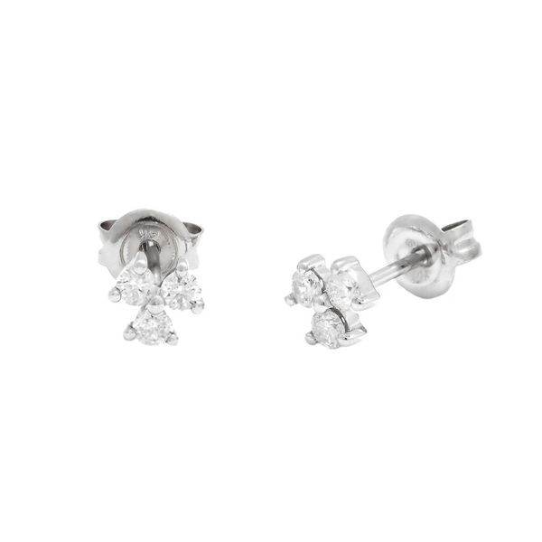 14K White Gold 3 Diamond Cluster Stud Earrings Confer’s Jewelers Bellefonte, PA