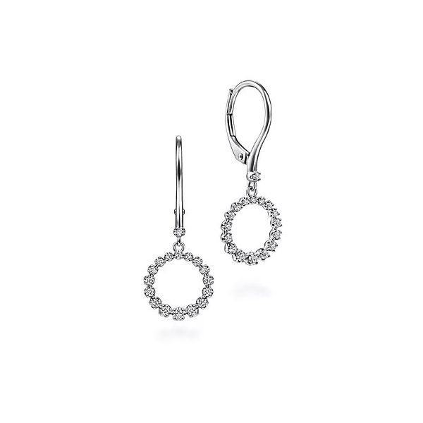 14 Karat White Gold Open Circle Diamond Drop Earrings Confer’s Jewelers Bellefonte, PA