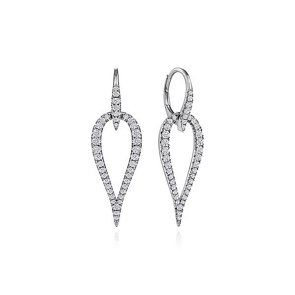 14K White Gold Open Diamond Teardrop Leverback Earrings Confer’s Jewelers Bellefonte, PA