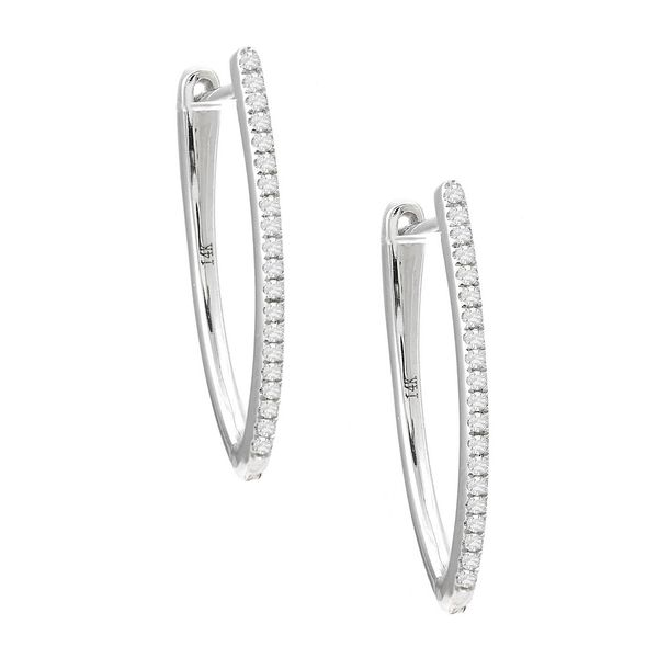 14 Karat White Gold Diamond Hoop Earrings Confer’s Jewelers Bellefonte, PA