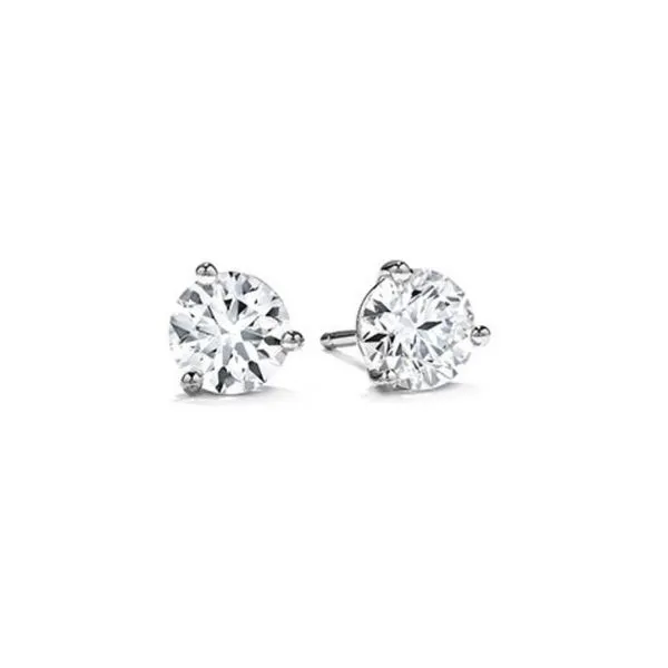 HOF 18K White Gold Three-Prong Stud Earrings - 1.10Ctw Confer’s Jewelers Bellefonte, PA