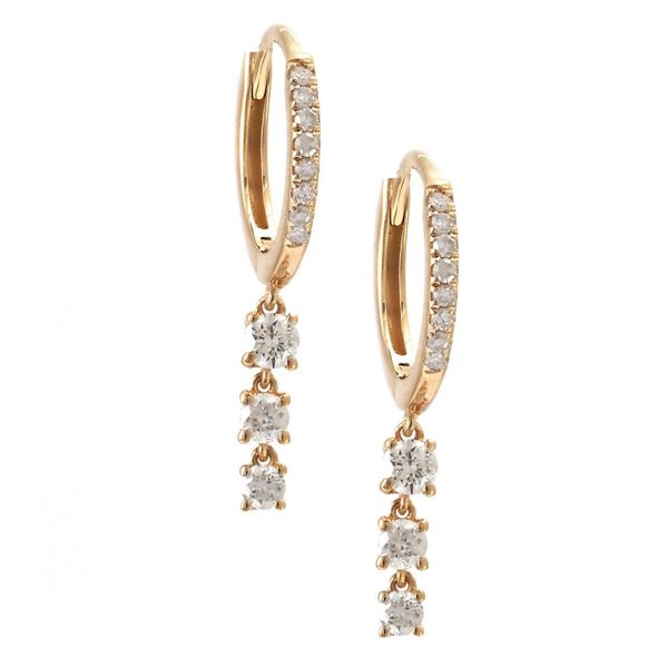 14 Karat Yellow  Gold Diamond Huggie Hoop Earrings Confer’s Jewelers Bellefonte, PA