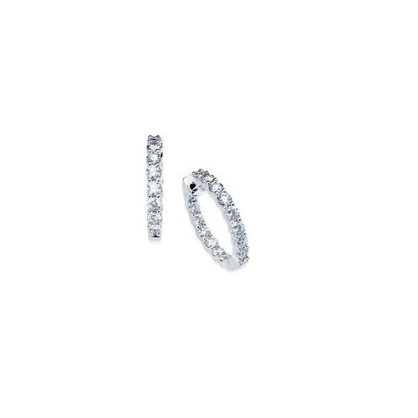 14 Karat White Gold Diamond Huggie Hoop Earrings Confer’s Jewelers Bellefonte, PA