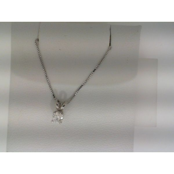 Round Diamond Solitaire Pendant with Box Chain .17ctw 14K White Gold Confer’s Jewelers Bellefonte, PA
