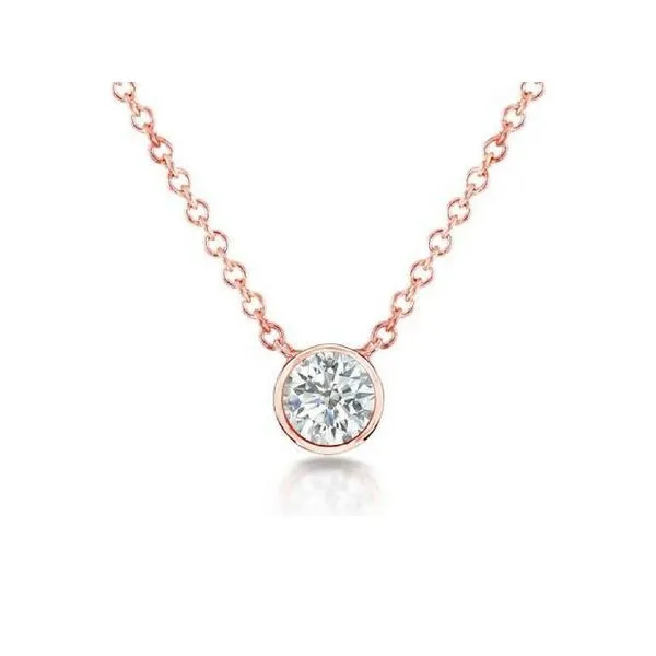 14k Rose Gold Round Bezel Set Diamond Pendant Confer’s Jewelers Bellefonte, PA