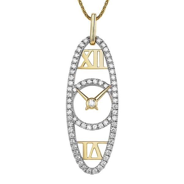 14K Two Tone Clock Fashion Pendant With Lab Created Diamonds Confer’s Jewelers Bellefonte, PA