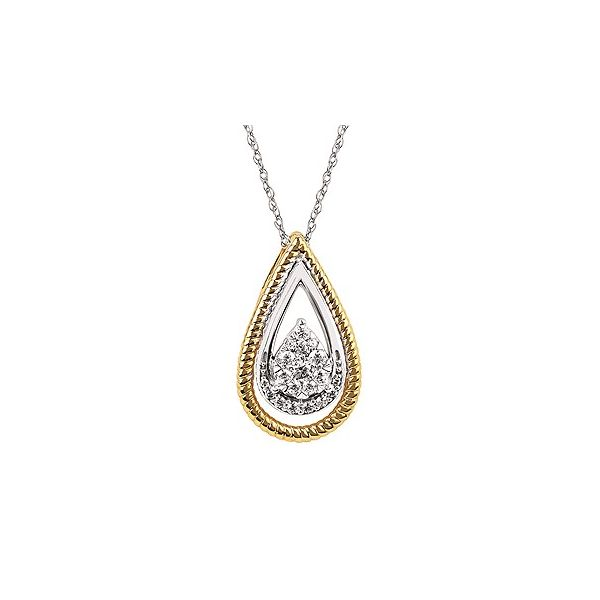 14K Two Tone Diamond Cluster Pendant Confer’s Jewelers Bellefonte, PA