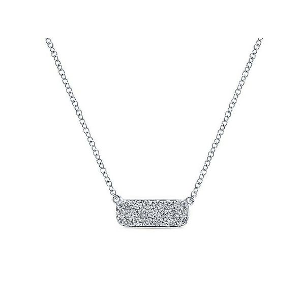 14K White Gold Rectangular Diamond Pendant Necklace Confer’s Jewelers Bellefonte, PA