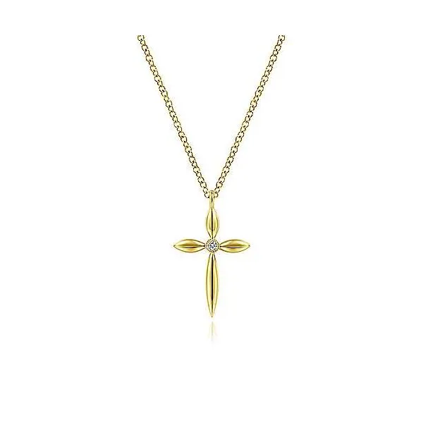 14K Yellow Gold Diamond Cross Pendant Necklace Confer’s Jewelers Bellefonte, PA