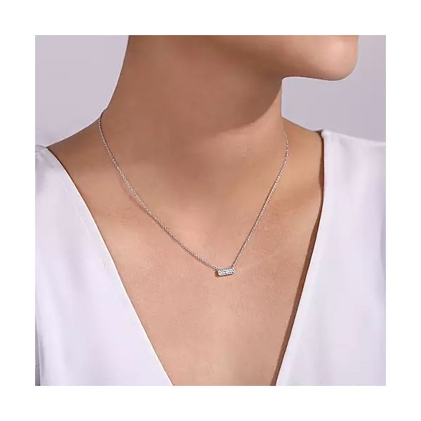 14K White Gold Rectangular Diamond Pendant Necklace Image 2 Confer’s Jewelers Bellefonte, PA