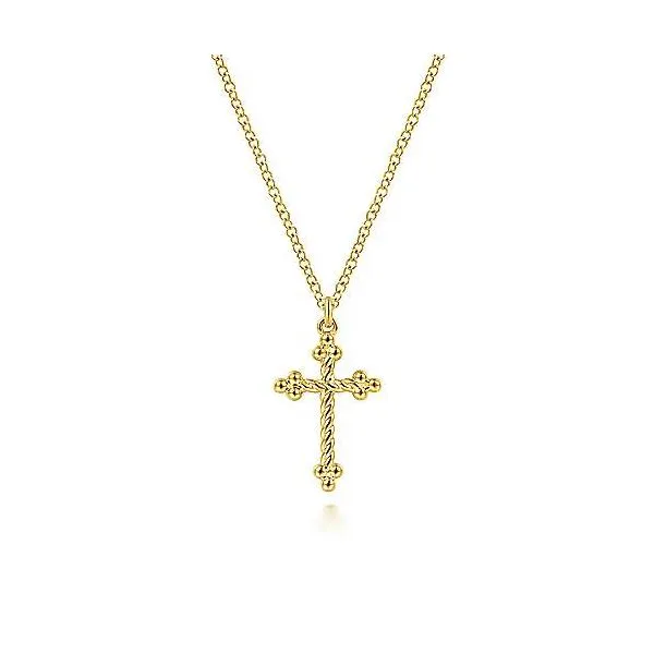 14K Yellow Gold Twisted Rope Cross Pendant Necklace Confer’s Jewelers Bellefonte, PA