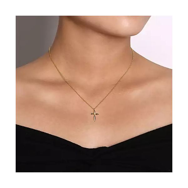 14K Yellow Gold Diamond Cross Pendant Necklace Image 2 Confer’s Jewelers Bellefonte, PA