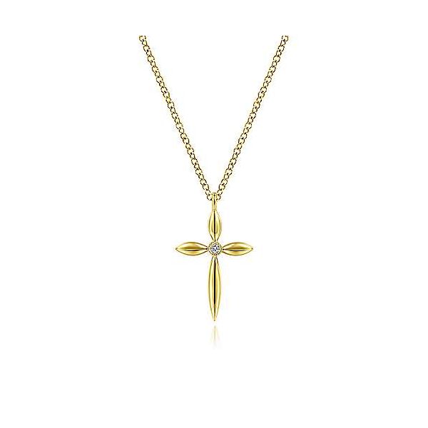 14K Yellow Gold Diamond Cross Pendant Necklace Confer’s Jewelers Bellefonte, PA