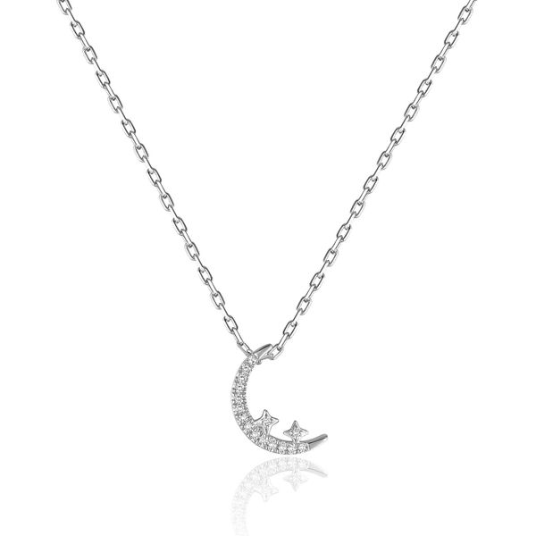 14K White Gold Celestial Moon and Star Diamond Pendant Confer’s Jewelers Bellefonte, PA