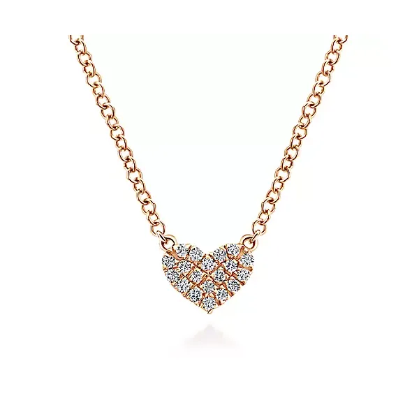14K Rose Gold Pavé Diamond Pendant Heart Necklace Confer’s Jewelers Bellefonte, PA