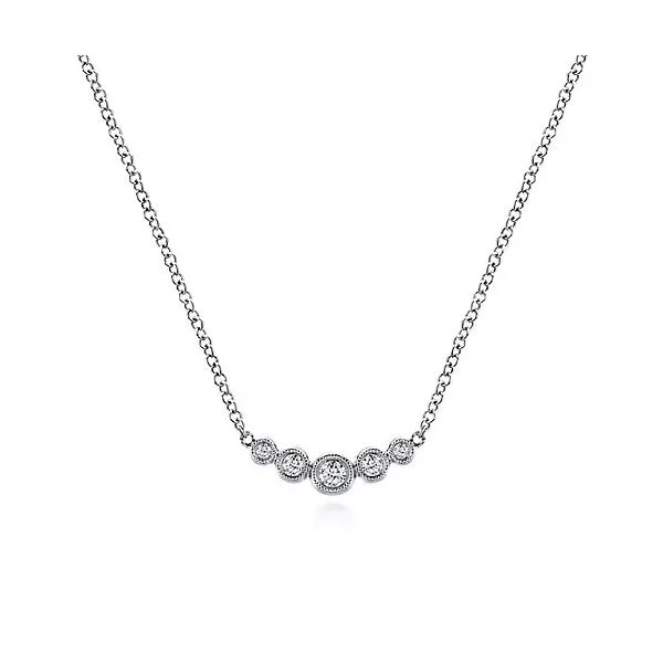 Curved 14K White Gold Bezel Set Diamond Bar Necklace Confer’s Jewelers Bellefonte, PA