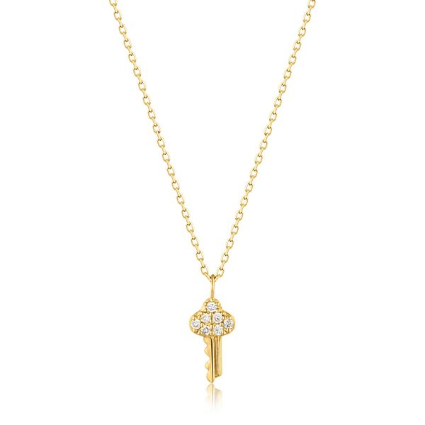 14kt Yellow Gold Natural Diamond Key Necklace Confer's Jewelers Bellefonte, PA