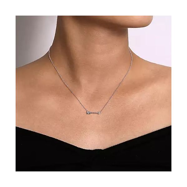 14K White Gold Diamond Arrow Necklace Image 2 Confer’s Jewelers Bellefonte, PA