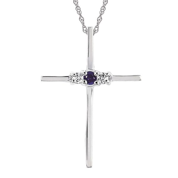 14K White Gold Diamond And Sapphire Cross Pendant Confer’s Jewelers Bellefonte, PA