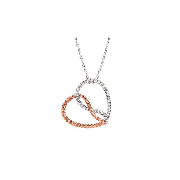 Sterling Silver and 10K Rose Gold String of Love Diamond Heart Pendant Confer’s Jewelers Bellefonte, PA